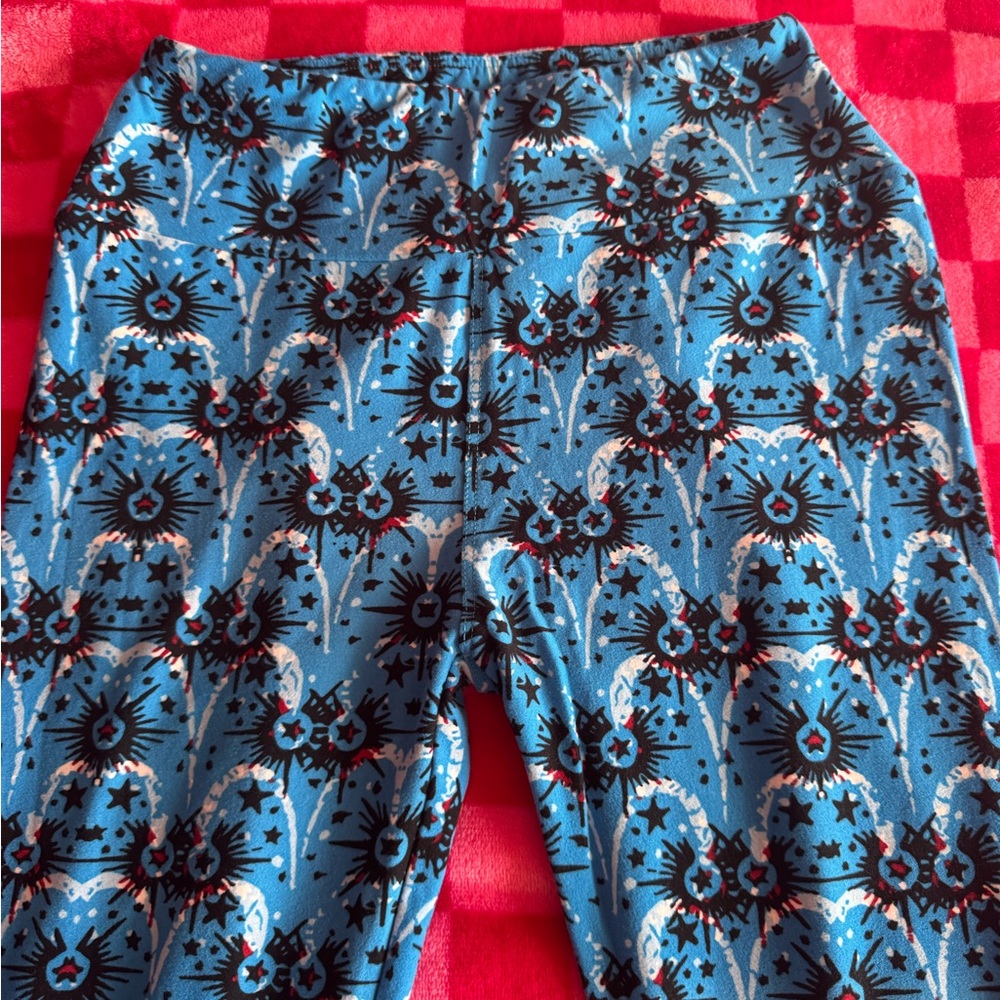 Red White & Blue Fireworks LulaRoe OS Leggings